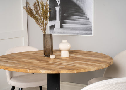 Venture Home Cirebon & Velvet Matbord ⌀100 ⌀100 + Matstolar 2-pack Grädde