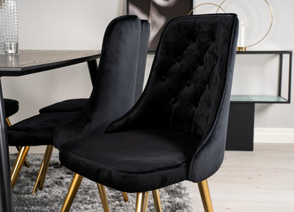 Venture Home Dipp & Velvet Deluxe Rektangulära Matbord 180 x 90 Svart + Matstolar 2-pack Svart
