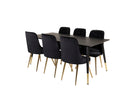 Venture Home Dipp & Velvet Deluxe Rektangulära Matbord 180 x 90 Svart + Matstolar 2-pack Svart