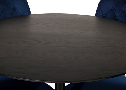Venture Home Dipp & Velvet Deluxe Runda Matbord ⌀115 Svart + Matstolar 2-pack Blå