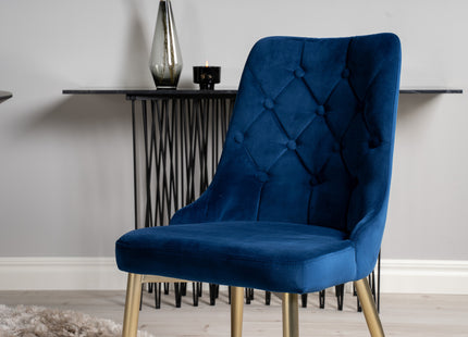 Venture Home Dipp & Velvet Deluxe Runda Matbord ⌀115 Svart + Matstolar 2-pack Blå