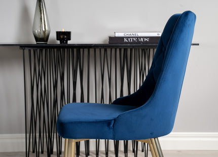 Venture Home Dipp & Velvet Deluxe Runda Matbord ⌀115 Svart + Matstolar 2-pack Blå