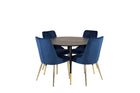 Venture Home Dipp & Velvet Deluxe Runda Matbord ⌀115 Svart + Matstolar 2-pack Blå