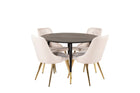 Venture Home Dipp & Velvet Deluxe Runda Matbord ⌀115 Svart + Matstolar 2-pack Beige