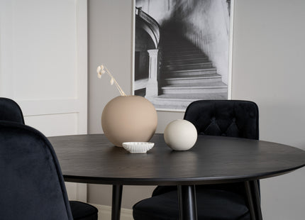 Venture Home Dipp & Velvet Deluxe Runda Matbord ⌀115 Svart + Matstolar 2-pack Svart