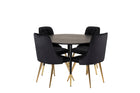 Venture Home Dipp & Velvet Deluxe Runda Matbord ⌀115 Svart + Matstolar 2-pack Svart