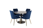 Venture Home Estelle & Velvet Deluxe Runda Matbord ⌀106 Mörkgrå + Matstolar 2-pack Blå