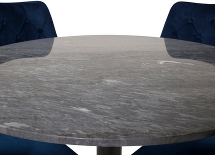 Venture Home Estelle & Velvet Deluxe Runda Matbord ⌀106 Mörkgrå + Matstolar 2-pack Blå