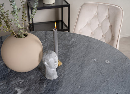 Venture Home Estelle & Velvet Deluxe Runda Matbord ⌀106 Mörkgrå + Matstolar 2-pack Beige