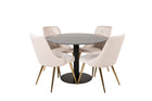 Venture Home Estelle & Velvet Deluxe Runda Matbord ⌀106 Mörkgrå + Matstolar 2-pack Beige