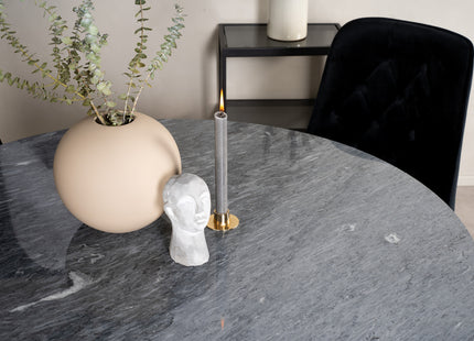 Venture Home Estelle & Velvet Deluxe Runda Matbord ⌀106 Mörkgrå + Matstolar 2-pack Svart
