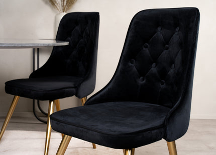 Venture Home Estelle & Velvet Deluxe Runda Matbord ⌀106 Mörkgrå + Matstolar 2-pack Svart