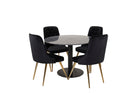 Venture Home Estelle & Velvet Deluxe Runda Matbord ⌀106 Mörkgrå + Matstolar 2-pack Svart