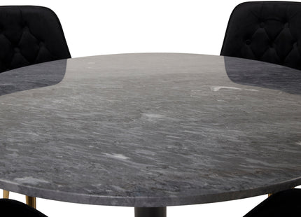 Venture Home Estelle & Velvet Deluxe Runda Matbord ⌀106 Mörkgrå + Matstolar 2-pack Svart