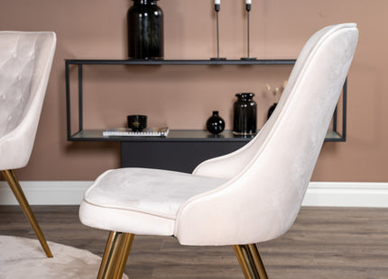 Venture Home Estelle & Velvet Deluxe Runda Matbord ⌀106 Vit + Matstolar 2-pack Beige