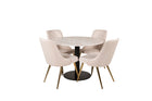 Venture Home Estelle & Velvet Deluxe Runda Matbord ⌀106 Vit + Matstolar 2-pack Beige