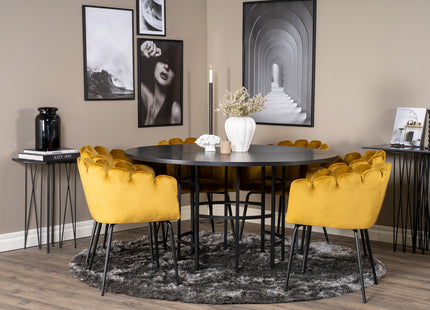 Furniture Fashion Limhamn & Copenhagen Matstolar Gul + Runda Matbord ⌀140 Svart