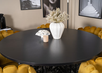Furniture Fashion Limhamn & Copenhagen Matstolar Gul + Runda Matbord ⌀140 Svart