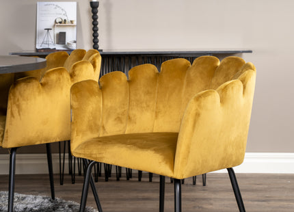 Furniture Fashion Limhamn & Copenhagen Matstolar Gul + Runda Matbord ⌀140 Svart