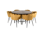 Furniture Fashion Limhamn & Copenhagen Matstolar Gul + Runda Matbord ⌀140 Svart