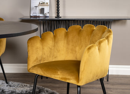 Furniture Fashion Limhamn & Copenhagen Matstolar Gul + Runda Matbord ⌀140 Svart