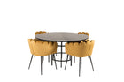 Furniture Fashion Limhamn & Copenhagen Matstolar Gul + Runda Matbord ⌀140 Svart
