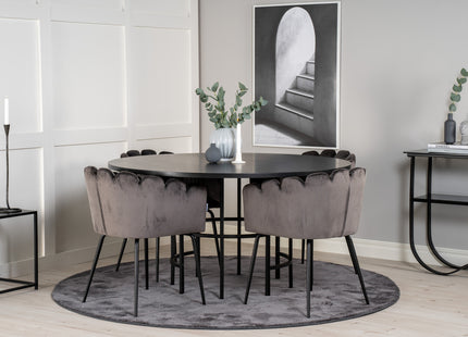 Furniture Fashion Limhamn & Copenhagen Matstolar Grå + Runda Matbord ⌀140 Svart