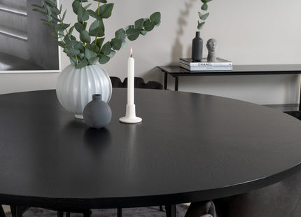 Furniture Fashion Limhamn & Copenhagen Matstolar Grå + Runda Matbord ⌀140 Svart