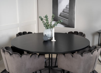 Furniture Fashion Limhamn & Copenhagen Matstolar Grå + Runda Matbord ⌀140 Svart