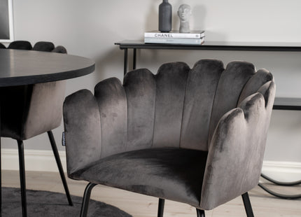 Furniture Fashion Limhamn & Copenhagen Matstolar Grå + Runda Matbord ⌀140 Svart