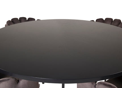Furniture Fashion Limhamn & Copenhagen Matstolar Grå + Runda Matbord ⌀140 Svart