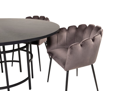 Furniture Fashion Limhamn & Copenhagen Matstolar Grå + Runda Matbord ⌀140 Svart