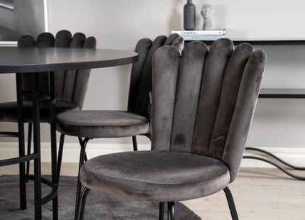 Furniture Fashion Limhamn & Copenhagen Matstolar 2-pack Grå + Runda Matbord ⌀140 Svart
