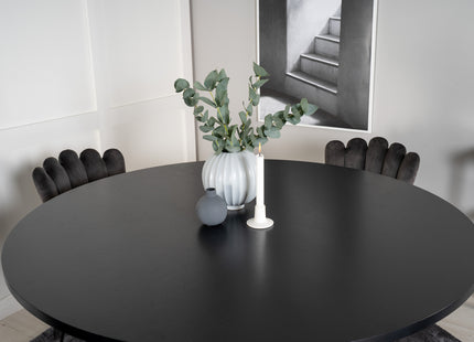 Furniture Fashion Limhamn & Copenhagen Matstolar 2-pack Grå + Runda Matbord ⌀140 Svart