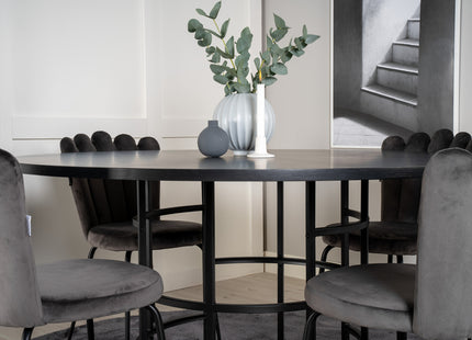 Furniture Fashion Limhamn & Copenhagen Matstolar 2-pack Grå + Runda Matbord ⌀140 Svart