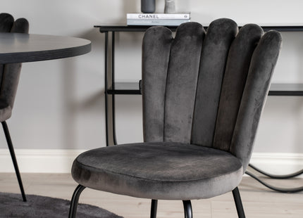 Furniture Fashion Limhamn & Copenhagen Matstolar 2-pack Grå + Runda Matbord ⌀140 Svart