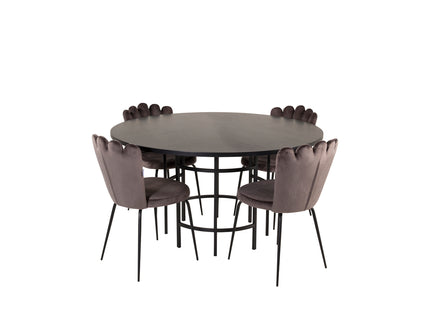 Furniture Fashion Limhamn & Copenhagen Matstolar 2-pack Grå + Runda Matbord ⌀140 Svart