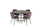 Furniture Fashion Limhamn & Copenhagen Matstolar 2-pack Grå + Runda Matbord ⌀140 Svart