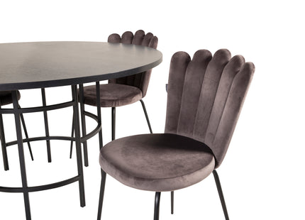 Furniture Fashion Limhamn & Copenhagen Matstolar 2-pack Grå + Runda Matbord ⌀140 Svart