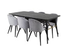 Venture Home Gold & Velvet Rektangulära Matbord 180 x 85 Svart + Matstolar 2-pack Grå