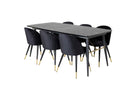 Venture Home Gold & Velvet Rektangulära Matbord 180 x 85 Svart + Matstolar 2-pack Svart