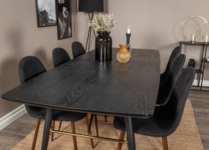 Venture Home Gold & Polar Rektangulära Matbord 180 x 85 Svart + Matstolar 2-pack Svart