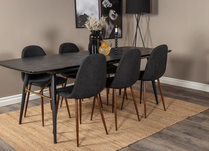 Venture Home Gold & Polar Rektangulära Matbord 180 x 85 Svart + Matstolar 2-pack Svart