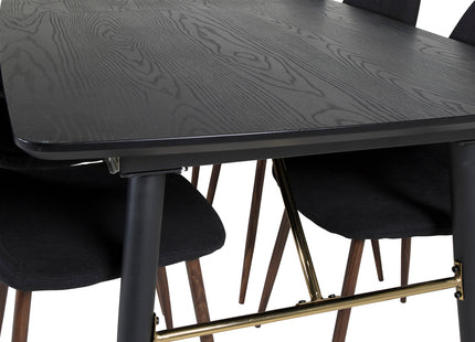 Venture Home Gold & Polar Rektangulära Matbord 180 x 85 Svart + Matstolar 2-pack Svart
