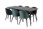 Venture Home Gold & Velvet Rektangulära Matbord 180 x 85 Svart + Matstolar 2-pack Grön