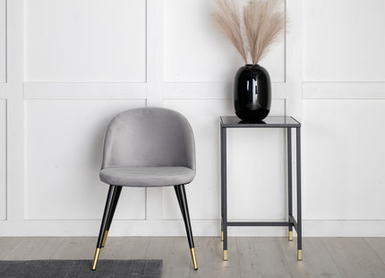 Venture Home Gold & Velvet Rektangulära Matbord 180 x 85 Svart + Matstolar 2-pack Grå