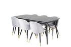 Venture Home Gold & Velvet Rektangulära Matbord 180 x 85 Svart + Matstolar 2-pack Grå