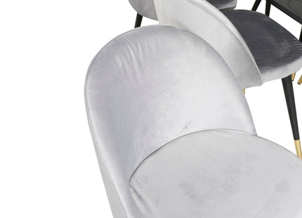 Venture Home Gold & Velvet Rektangulära Matbord 180 x 85 Svart + Matstolar 2-pack Grå