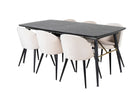 Venture Home Gold & Velvet Rektangulära Matbord 180 x 85 Svart + Matstolar 2-pack Beige