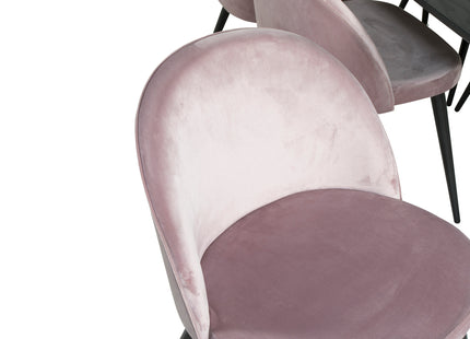 Venture Home Gold & Velvet Rektangulära Matbord 180 x 85 Svart + Matstolar 2-pack Dammig rosa